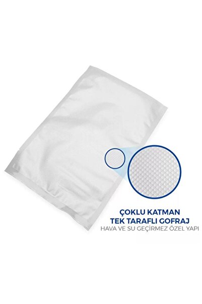PRİVATE 25X35 Tırtıklı 1 KG Gofrajlı 90 Mikron Ev Tipi Gıda Vakum Poşeti Torb...