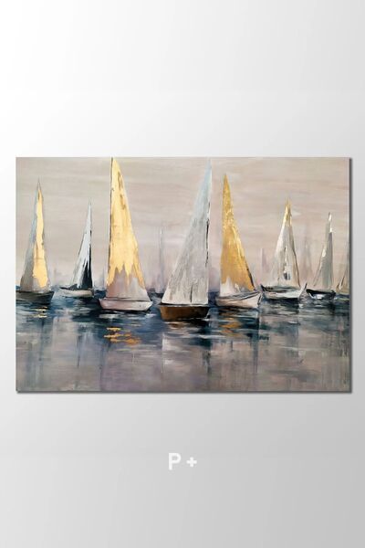 PrintiesPlus Modern Yağlı Boya Görünümlü Yelkenli Kanvas Tablo