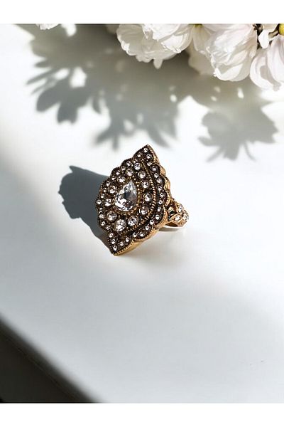 FAYRA ACCESSORIES Stoned Almond Diamond Mounted Ring