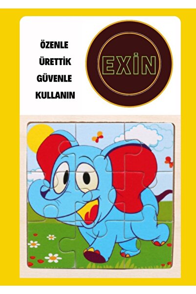 EXİN Ahşap Eğitici Fil Ilk Puzzlem Çocuk Puzzle 9 Parça