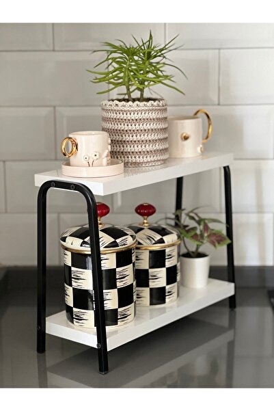 Kafe ss Sweet Smile Mutfak Raf Beyaz Tezgah Üstü Raf Kahve Köşesi Raf Banyo Raf Baharatlık