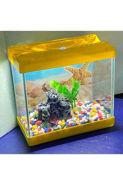 Fauna Pet Supplies Işıklı Aksesuarlı Mini Akvaryum Japon/beta Balığı Için (23X20X12CM KARIŞIK RENK)