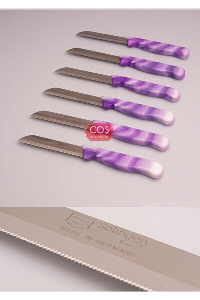 Solingen Tırtıklı Meyve Ve Sebze Bıçağı 6 Adet Mor Mermer