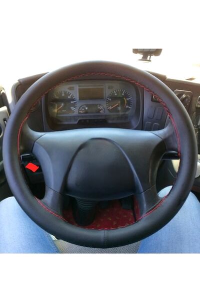 Asegaraj Universal Uyumlu Kamyon Tır Dikmeli Direksiyon Kılıfı Soft Siyah Kır...