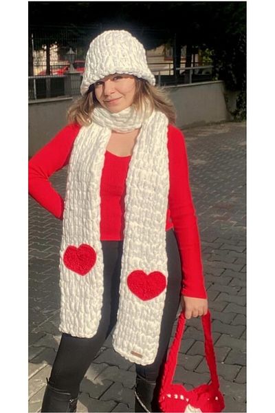 Moda Biçer costum beretă eșarfă inimă umflată