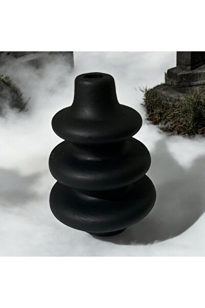 candleistanbul minimal bohem dekoratif vazo siyah boyalı vernikli 10 cm