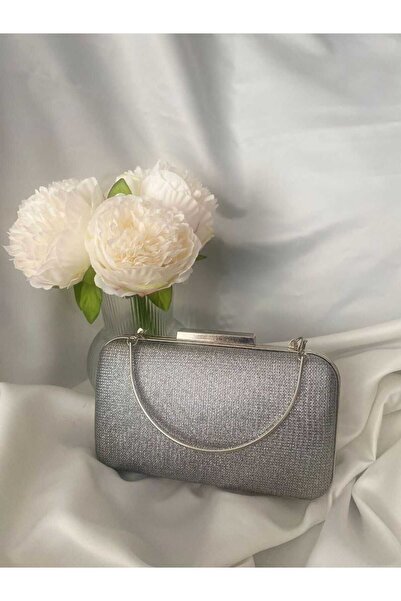 lowell home Geanta de stofa Geanta de rochie de seara argintie Geanta de seara de piatra