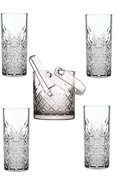 Paşabahçe Timeless Raki Glass Ice Bucket Set 6 Pieces