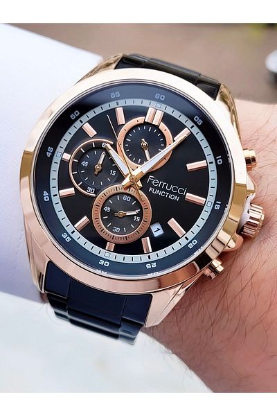 Ferrucci Black Color Function Men's Wristwatch