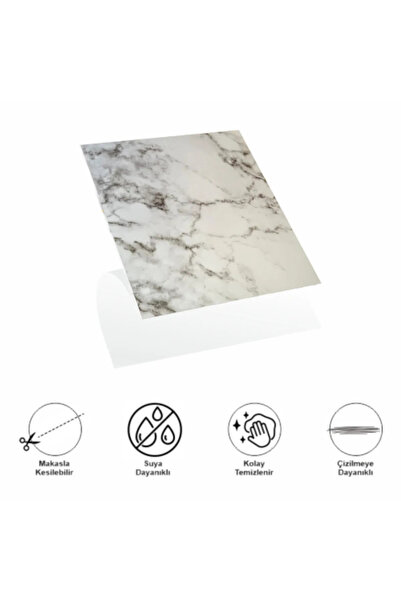 Alfa Life Marketing Pvc Duvar Karosu 4'Lü Paket - Gri Beyaz Mermer