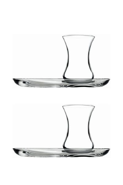 Paşabahçe İnce Waist Tea Set 4 Pieces (2 Cups & 2 Saucers)