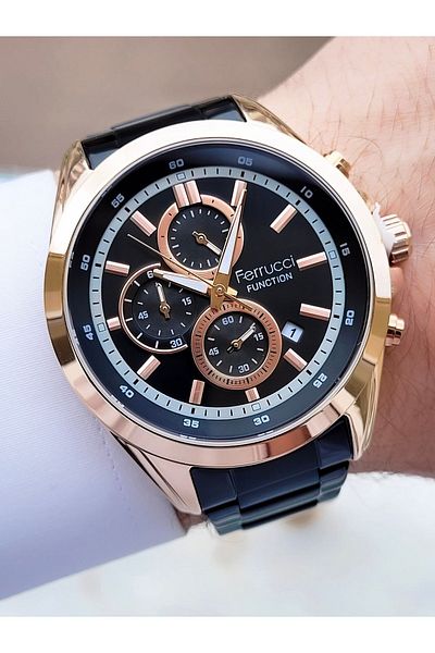 Ferrucci Black Color Function Men's Wristwatch