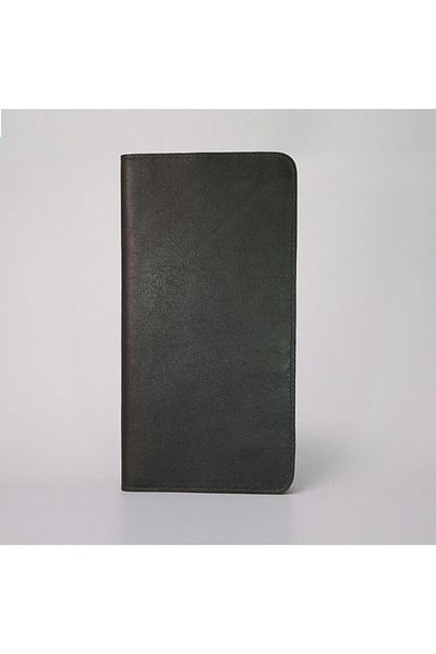 BON CARNET Черен кожен портфейл - цип и копче, обикновен син, 11*21 см