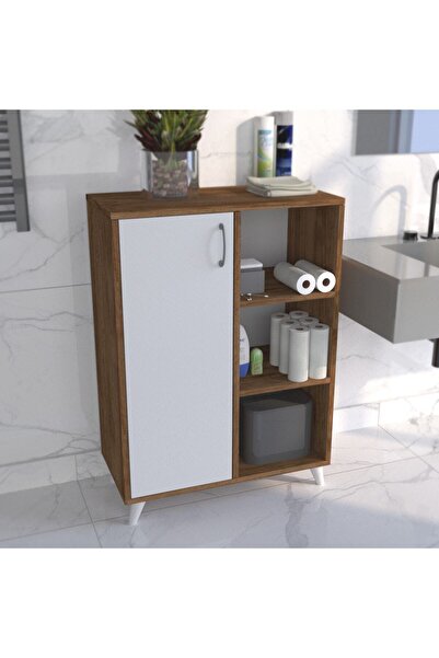 Missia Mobilya Olbia Ceviz-beyaz Çok Amaçlı Tek Kapaklı Dolap
