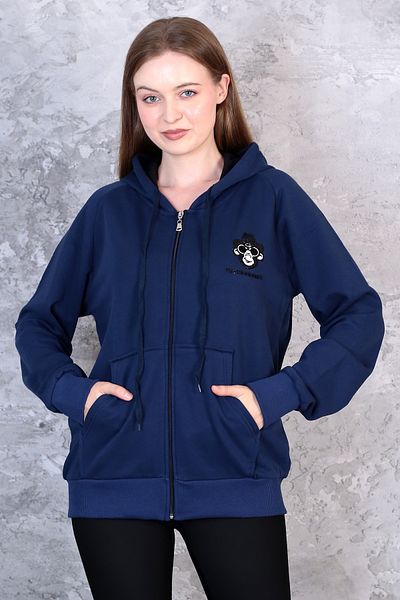 technomonkey Navy Blue Embroidered Unisex Oversize Hooded Cardigan - 3 Thread Raster Zippered