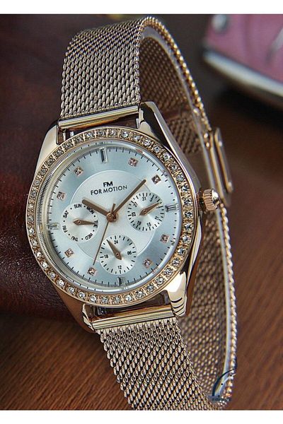 Formotion Women's Wristwatch Multifunctional Jewelled Case Steel Mesh Cord