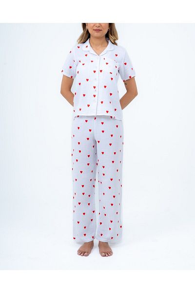 bella bonita Heart Muslin Pajama Set - 100% Cotton