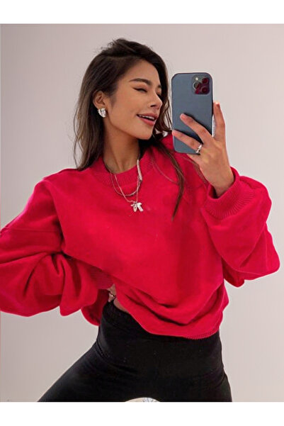 MODARİCH Thick and Red Oversize Sweatshirt - Crew Neck
