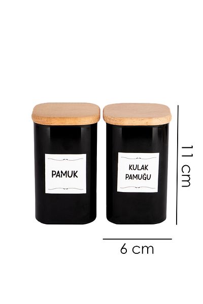 Lizzy Black Acrylic 2-Piece Cotton Bud and Cotton Jar Set
