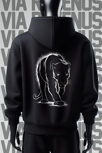 Vordevia Φούτερ Black Panther με στάμπα μαύρη κουκούλα - 3 νήματα, φαρδιά εφαρμογή