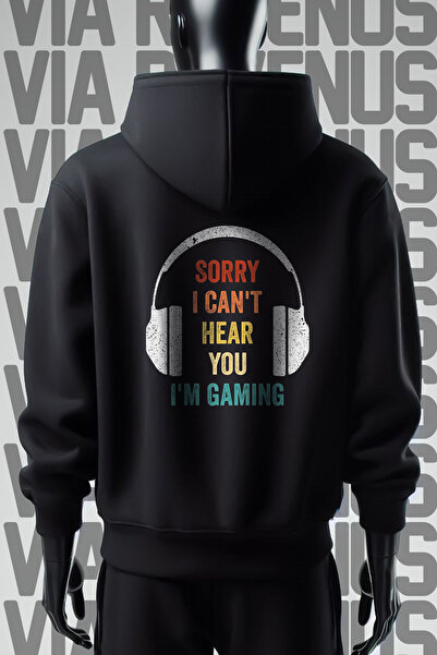 Vordevia Gamer 3 Thread Wide Mold - Hanorac negru cu glugă imprimat față și s...