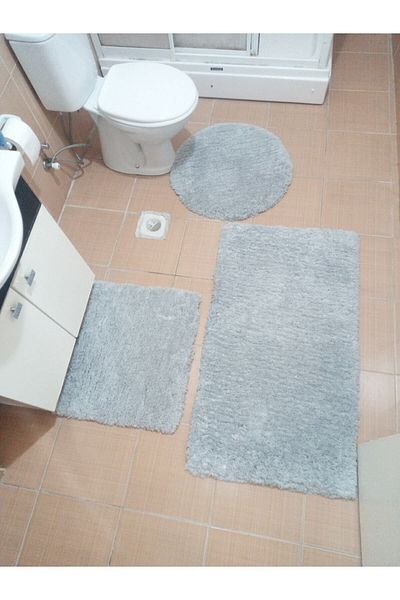 Sarar 3-Piece Puffy Plush Bath Set Light Gray