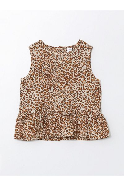 LC Waikiki Baby Girl - Crew Neck Sleeveless Leopard Blouse