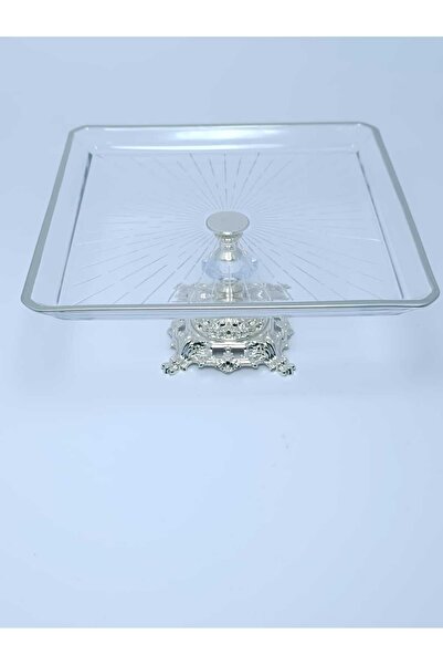 PARILTI HOME COLLECTİON Metal Ayklı Kare Cam Lüks Sunumluk