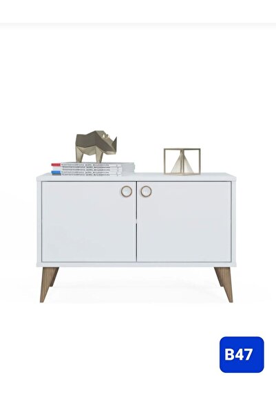 bengi mobilya B47 beyaz alçak iki kapaklı dolap