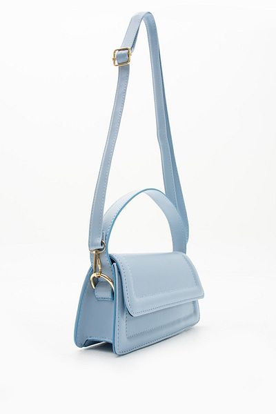 NBİBAGS Geantă de mână, braț și umăr pentru femei Moi Blue, cu design elegant, cu curea reglabilă, L:10 E:21 L:7 cm
