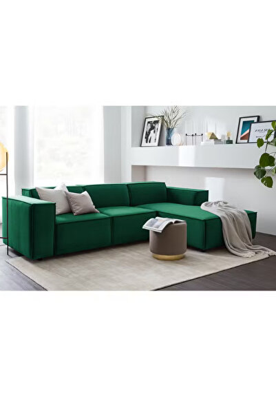 Pablohome Zeus Yeşil köşe Uzanmalı - Keten Kumaş