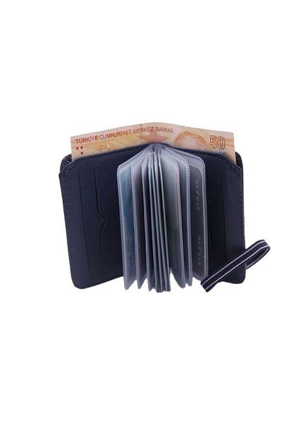 MKM MAN Mkm Faux Leather Wallet with Transparent Card Holder and Rubber Lock
