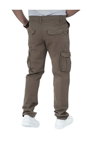 DYNAMO Erkek Toprak Pamuklu Kumaş Körüklü Cepli Kargo Pantolon