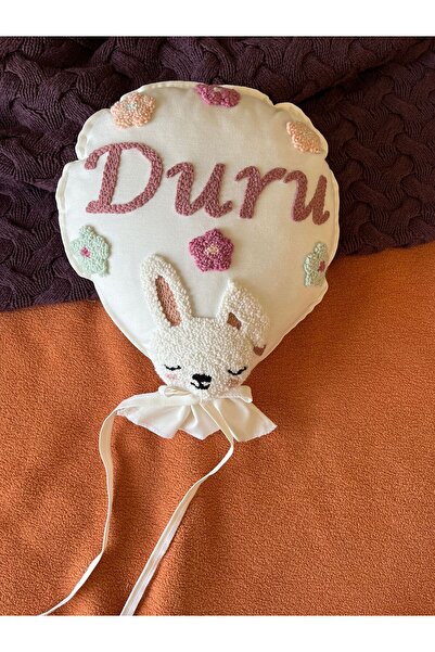 punch passion Bebek takı yastığı, punch nakışlı (Balon tip - İç Dolgulu) isme...