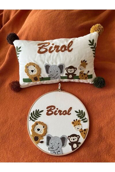 punch passion İsimli Bebek kapı süsü-takı yastığı takımı, punch nakışlı (İÇ D...