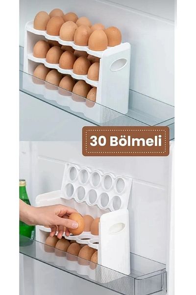 FOLY LIFE 3 Tier 30 Egg Holder Stand Refrigerator Organizer Organizer