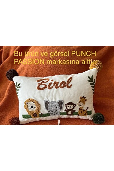 punch passion Bebek Takı Yastığı, Punch Nakışlı (30X50 - SADECE KILIF) Isme Ö...