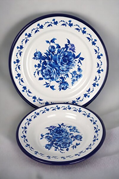 İnci Emaye 24-30 No 2 Pack Enameled Dinner Plate Plate Serving Food Camping Picnic