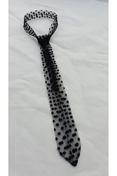es moda shop Black Polka Dot Unisex Tulle Tie - May Luxury