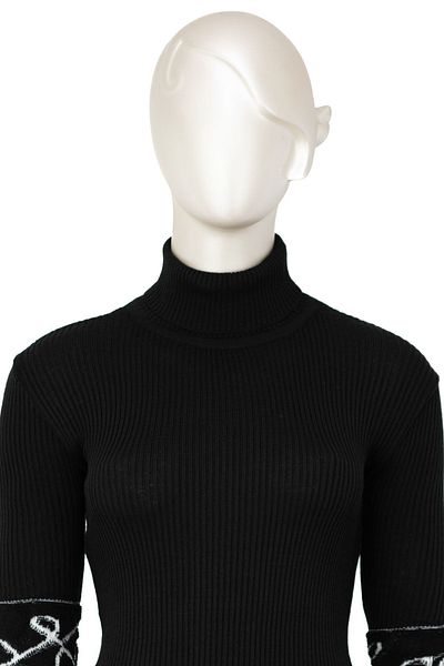 Oppland Mâneci de iarnă pentru femei, cu mărgele elegante, decolteu cu gât complet, tricotaje tricotate, pulover Badi
