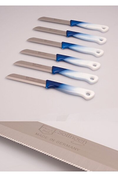 Solingen Meyve Ve Sebze Bıçağı Tırtıklı 6 Adet Mavi Ebruli