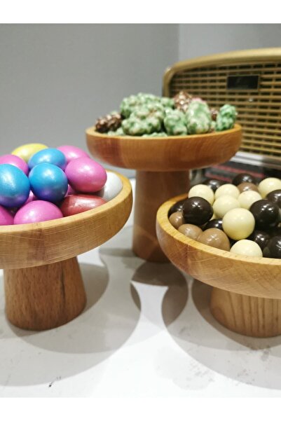 ayrawood Set of 3 Sugar Bowl Turkish Delight Bowl Wooden Presentation Coffee Presentation Breakfast Presentation Decor Multi-Purpose Presentation