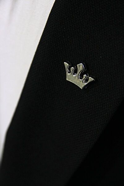 Genel Markalar Kral Tacı Figürlü Gümüş Gri Renk Ceket Yaka İğnesi Rozet Broş