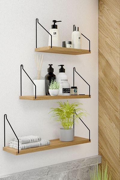 Roomie Home Wall Shelf Set of 3 Bookshelf Kitchen Bathroom Living Space Atlantic.