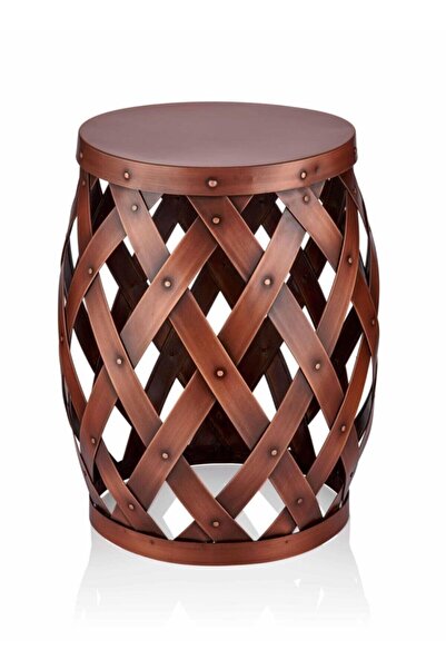 KOCHER Antik Bakır Tabure & Yan Sehpa 35 Cm H 50 Cm