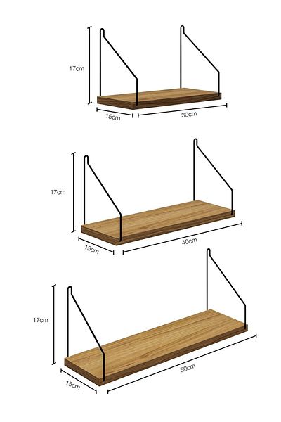 Roomie Home Wall Shelf Set of 3 Bookshelf Kitchen Bathroom Living Space Atlantic.