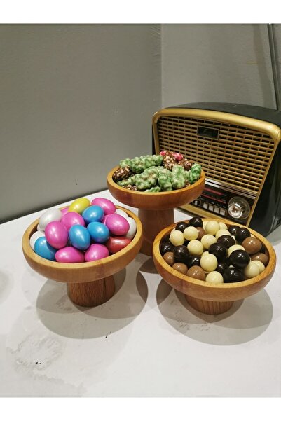 ayrawood Set of 3 Sugar Bowl Turkish Delight Bowl Wooden Presentation Coffee Presentation Breakfast Presentation Decor Multi-Purpose Presentation