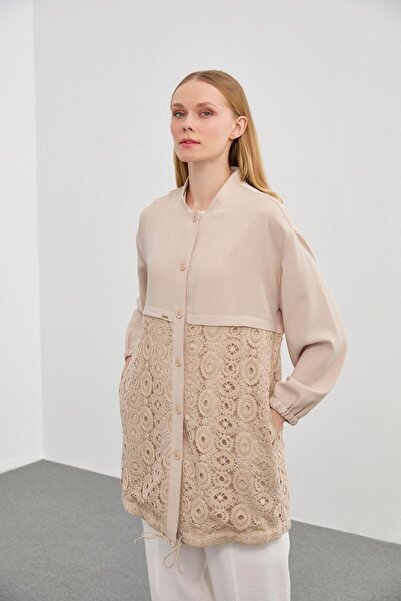 Zühre Μπεζ Κεντημένο Μπουφάν - C-0094