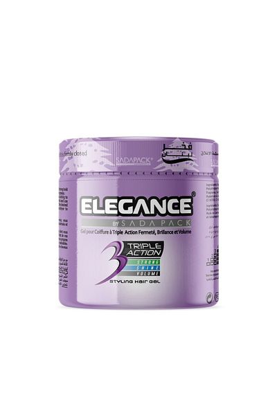 Elegance جل الشعر ثلاثي المفعول - بنفسجي، 1000 مل | تثبيت قوي، لمسة نهائية لامعة، تصفيف مرن
