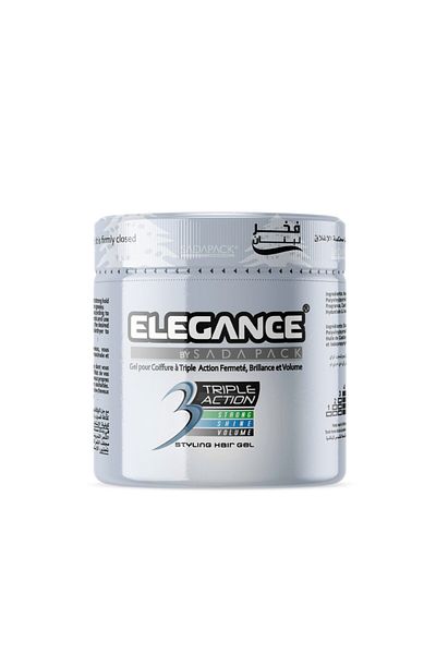 Elegance جل الشعر ثلاثي المفعول - فضي، 1000 مل | تثبيت قوي، لمسة نهائية لامعة، تصفيف مرن